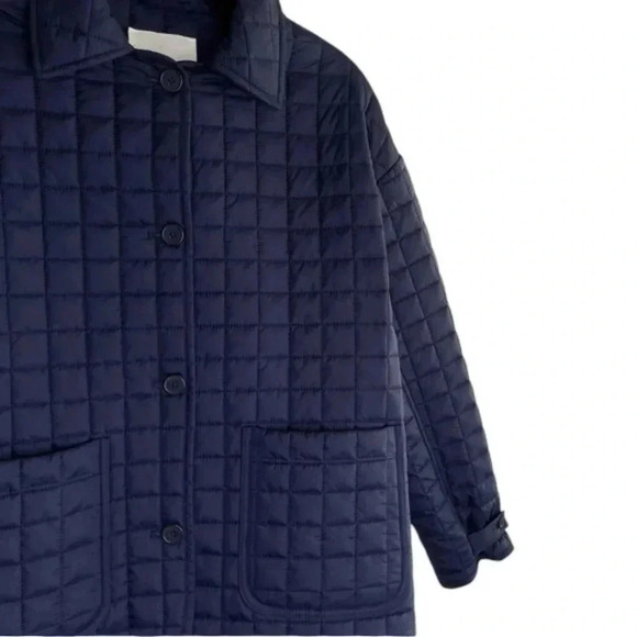 Hudson North Square Quilt Polyfill Navy Oversized Jacket Size Small - Picture 7 of 10